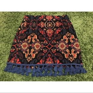 Zara Fringe Tapestry Short Skirt